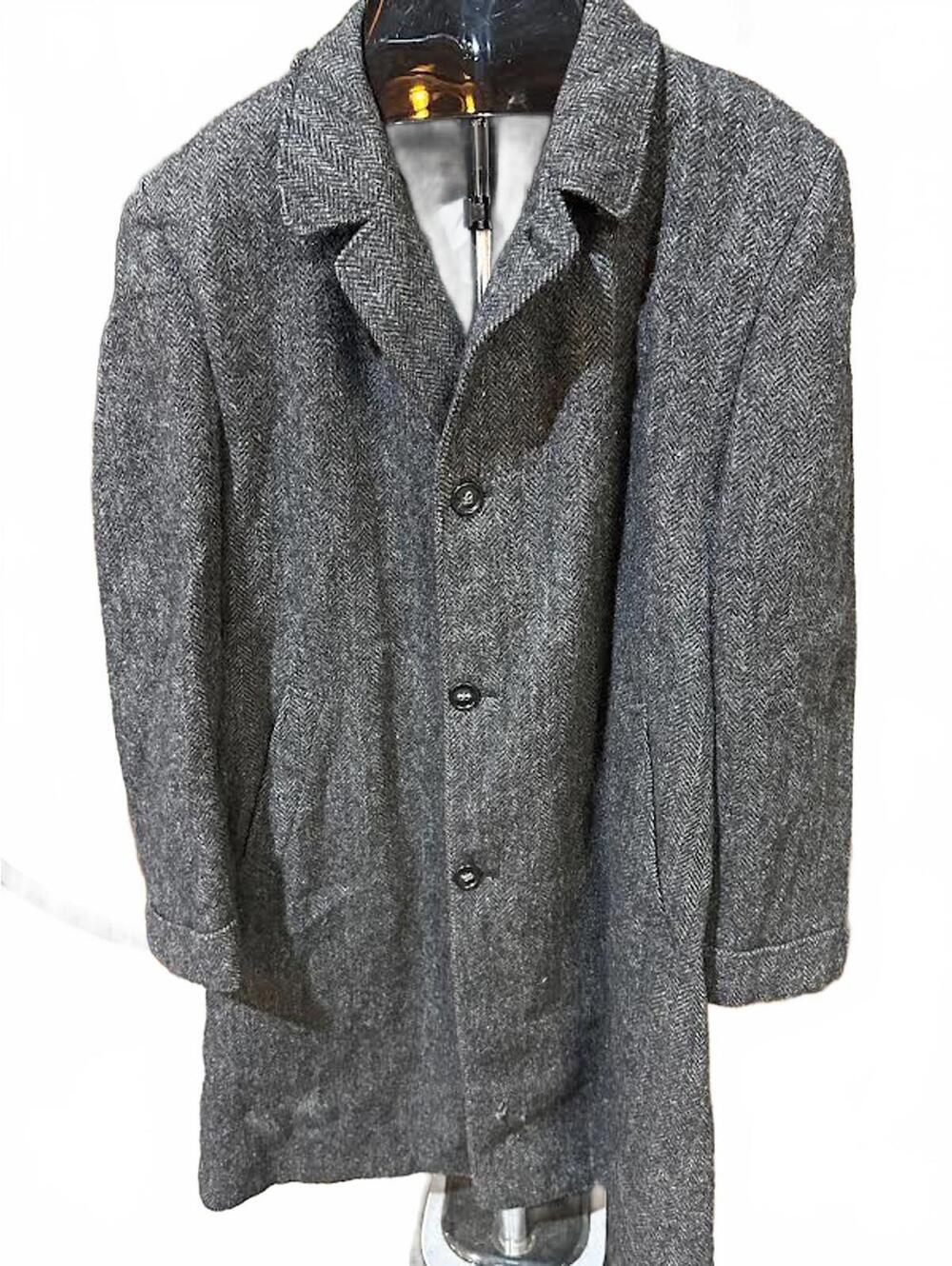 1940s Strathmore Lee McClain Gray Tweed Wool Overcoat